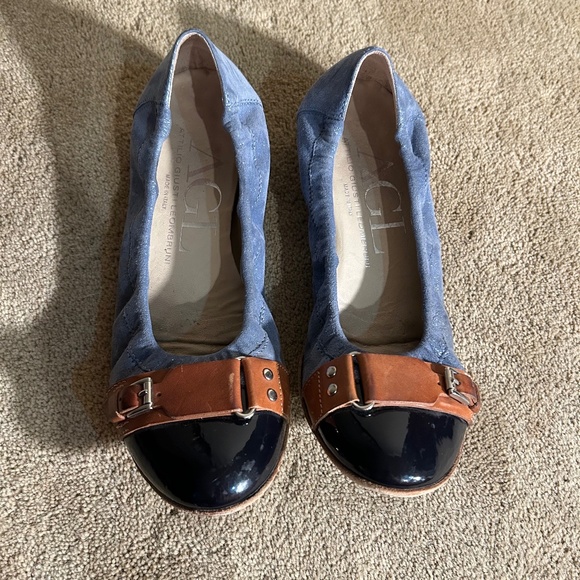 Agl Shoes - AGL Light blue, dark blue, and brown flats